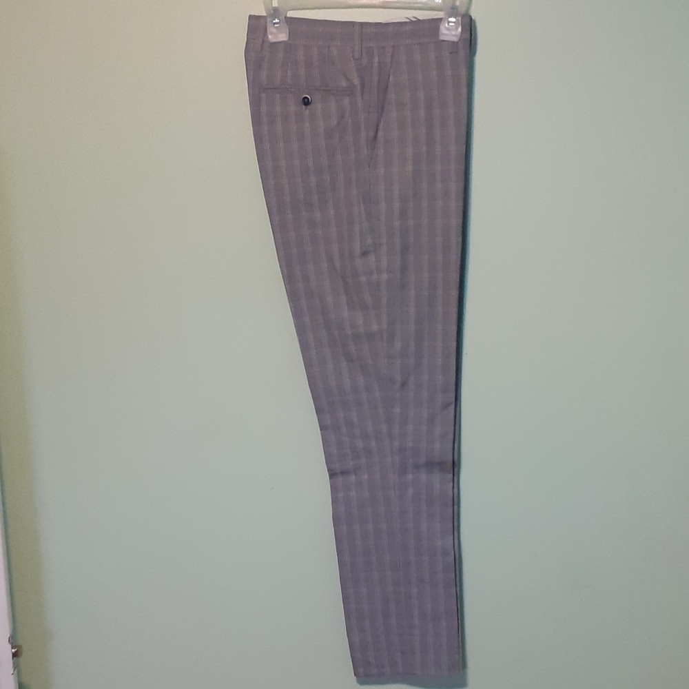 ETRO Italy Men Plaid Pants Gray 30W Corporate Business Wardrobe Fall/Winter/SS